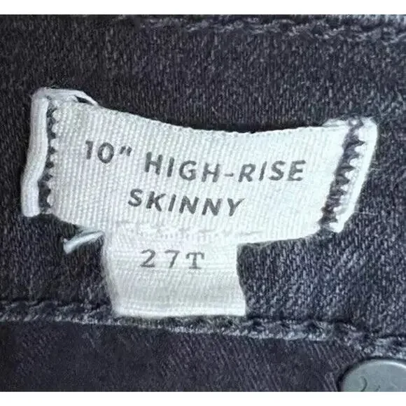 Madewell 10" High-Rise Skinny Jeans in Berkeley Black Women's 27 Tall Button Fly - Picture 9 of 9